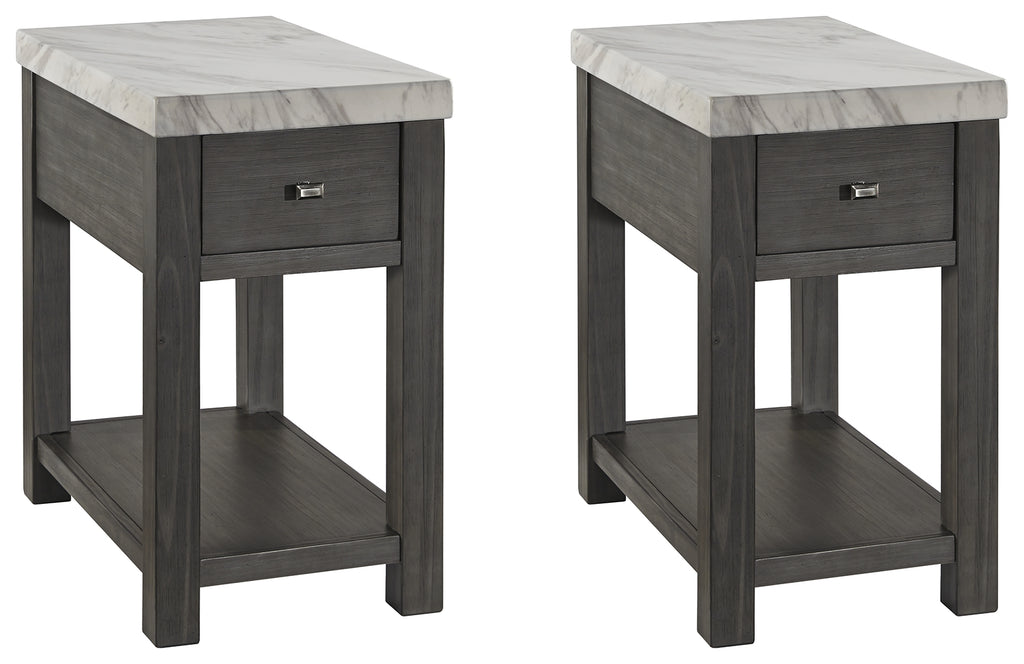 Vineburg T450 Gray/White Chairside 2-Piece End Table Set