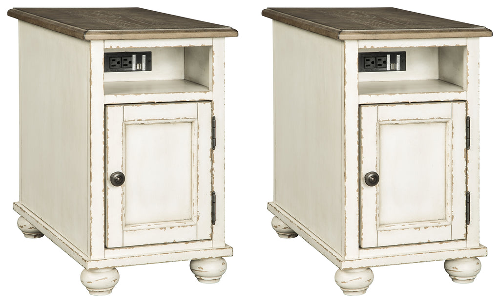 Realyn T523 White/Brown 2-Piece End Table Set