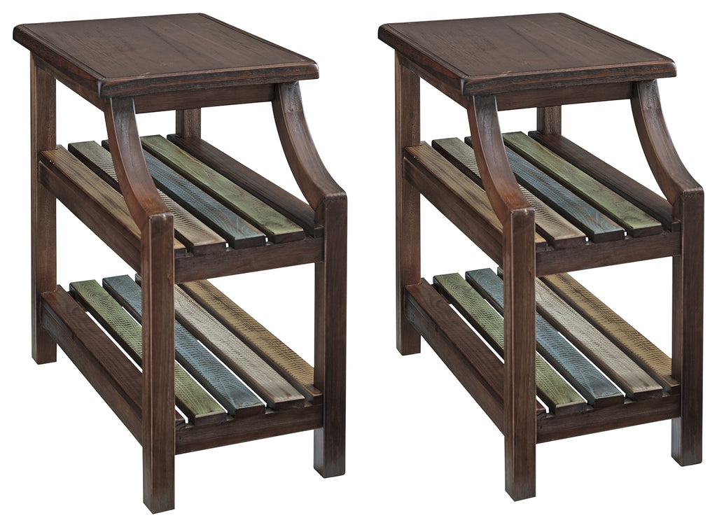 Mestler T580 Rustic Brown Chairside 2-Piece End Table Set