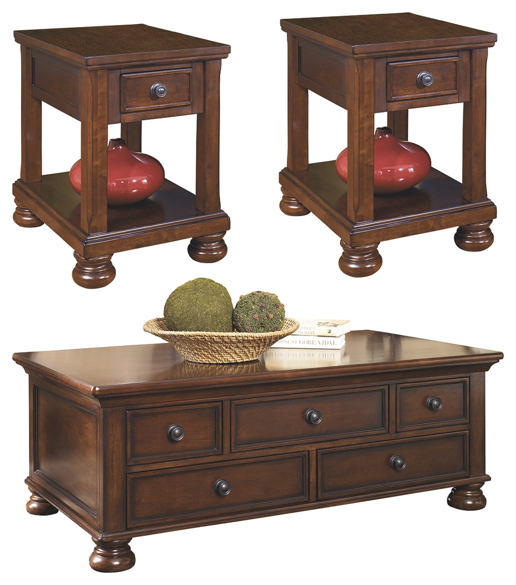 Porter T697 Rustic Brown 3-Piece Occasional Table Set