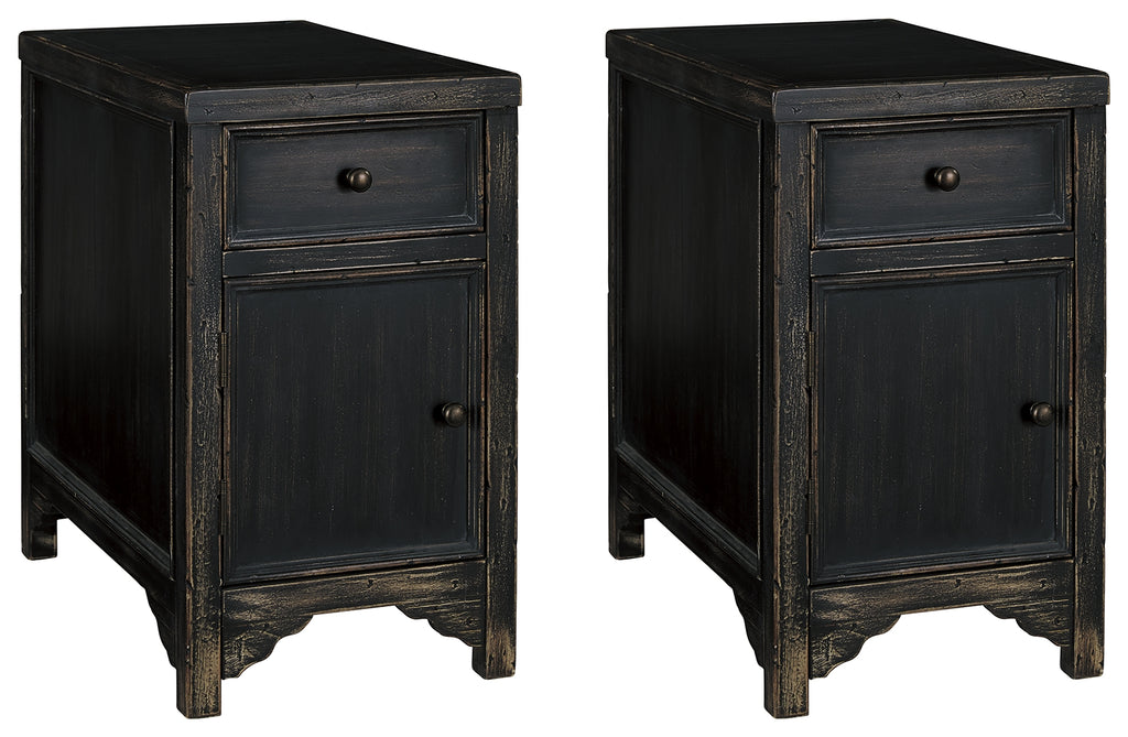 Gavelston T732 Black Chairside 2-Piece End Table Set