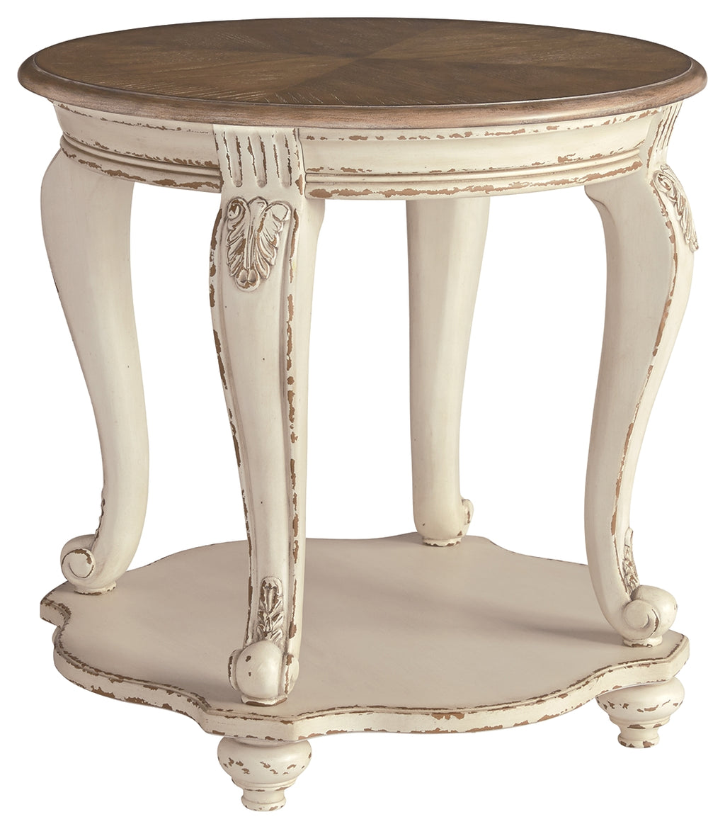 Realyn T743-6 WhiteBrown Round End Table