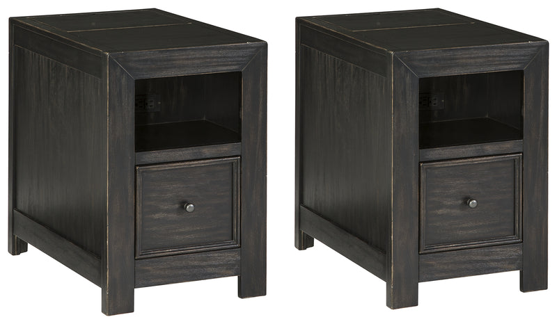 Gavelston T752 Rubbed Black Chairside 2-Piece End Table Set
