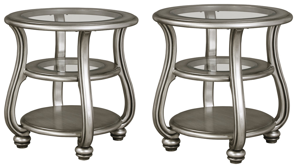 Coralayne T820 Silver Finish 2-Piece End Table Set