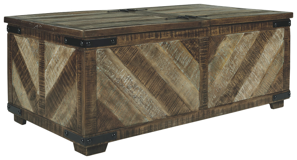 Cordayne T849-1 Rustic Brown Rect Storage Cocktail Table