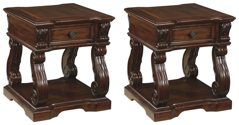 Alymere T869 Rustic Brown 2-Piece End Table Set