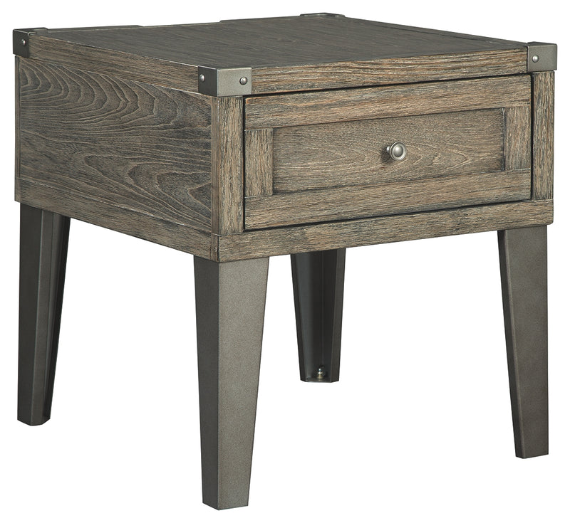 Chazney T904-3 Rustic Brown Rectangular End Table