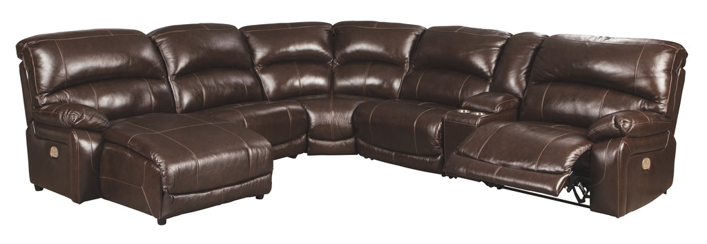Hallstrung U52402S6 Chocolate 6-Piece Power Reclining Sectional with Chaise
