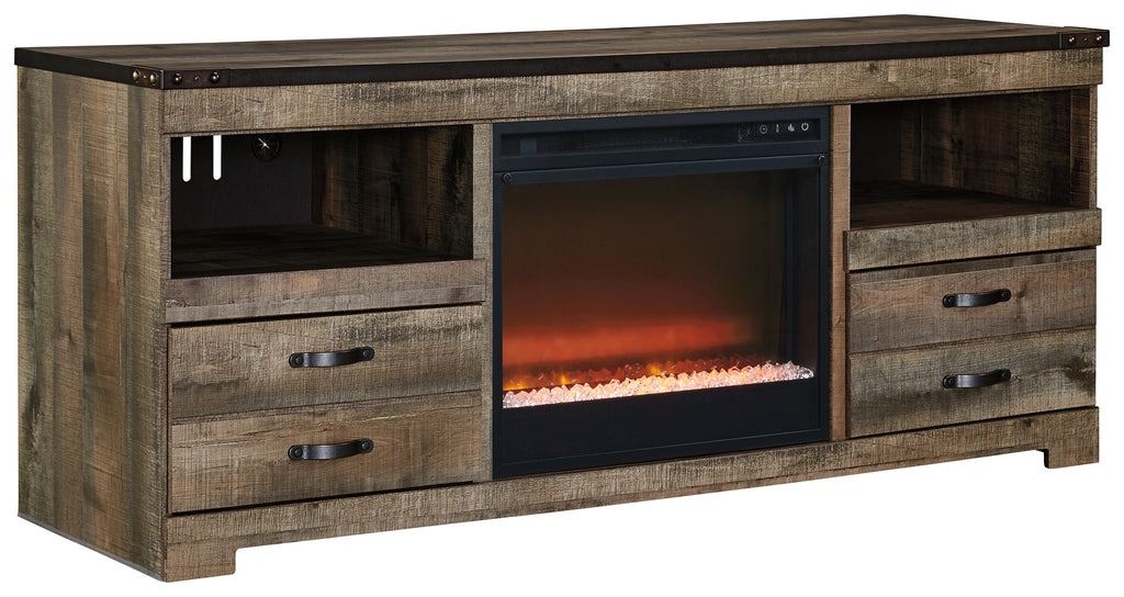 Trinell W446W5 Brown 63 TV Stand with Electric Fireplace