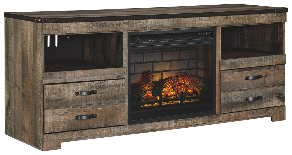 Trinell W446W9 Brown 63 TV Stand with Electric Fireplace