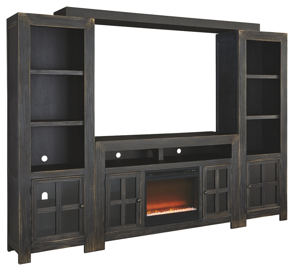 Gavelston W732W8 Black Entertainment System with Fireplace Insert