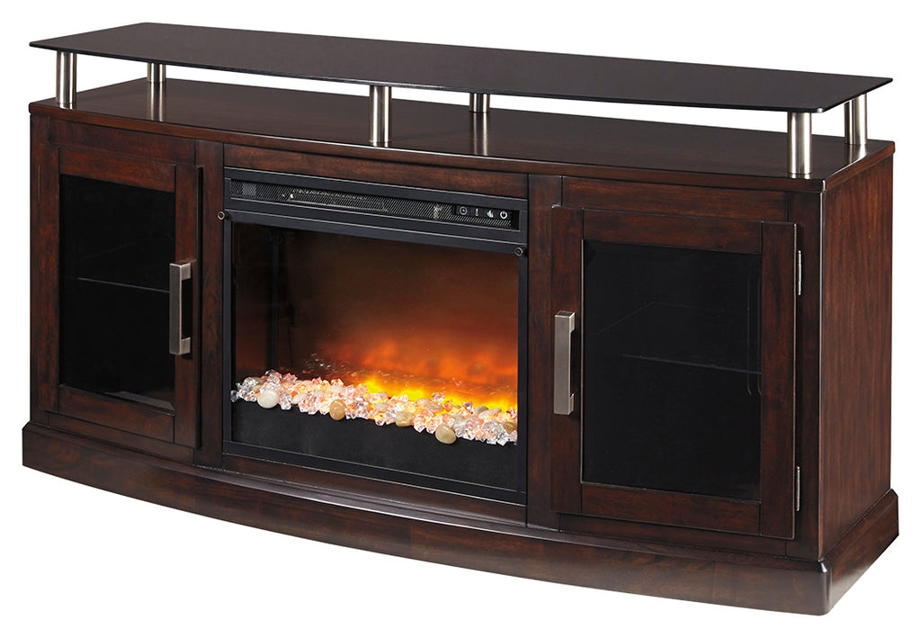 Chanceen W757W3 Dark Brown 60 TV Stand with Electric Fireplace