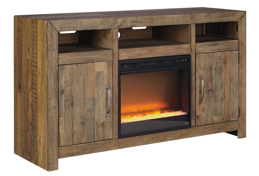 Sommerford W775W1 Brown 62 TV Stand with Electric Fireplace