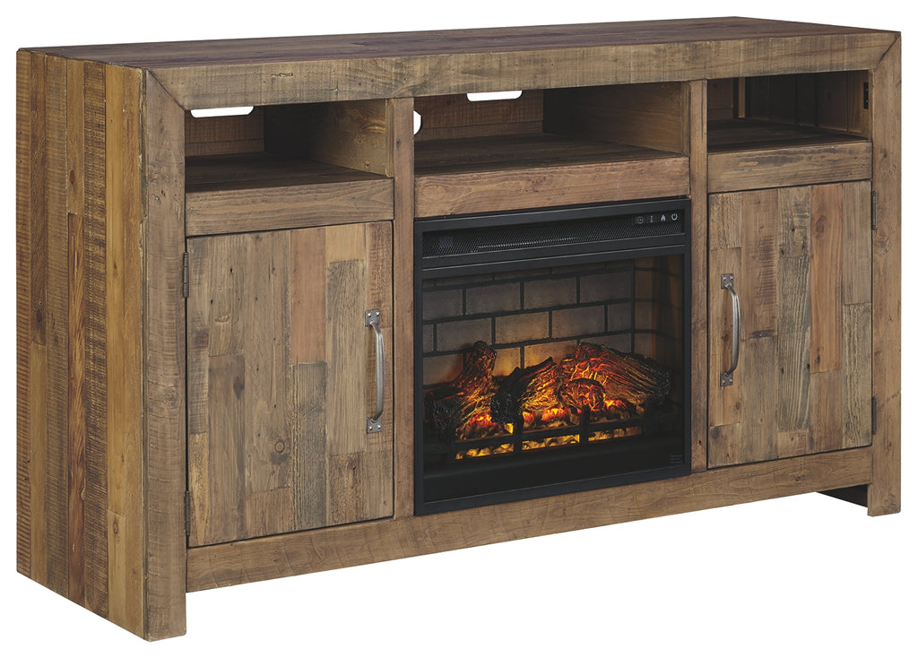 Sommerford W775W4 Brown 62 TV Stand with Electric Fireplace