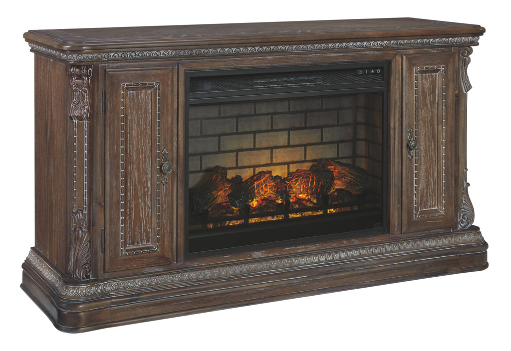 Charmond W803W4 Brown 64 TV Stand with Electric Fireplace