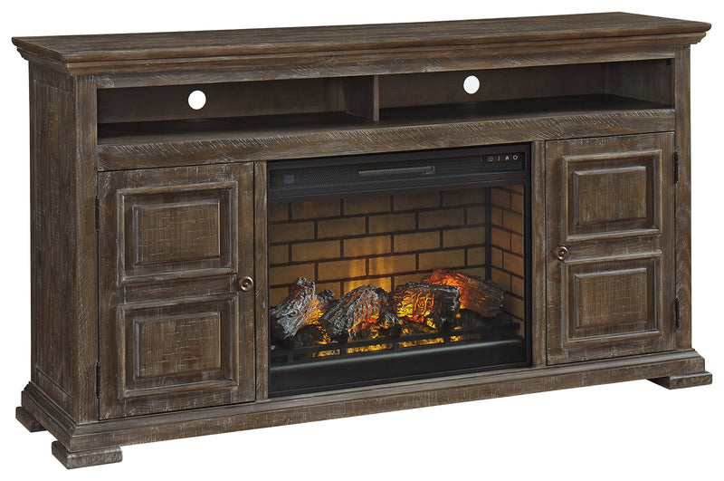 Wyndahl W813W1 Rustic Brown 72 TV Stand with Electric Fireplace