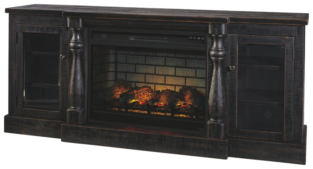 Mallacar W880W2 Black 75 TV Stand with Electric Fireplace